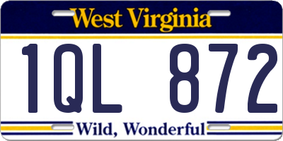 WV license plate 1QL872