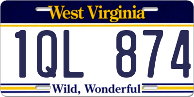 WV license plate 1QL874
