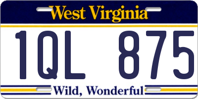 WV license plate 1QL875