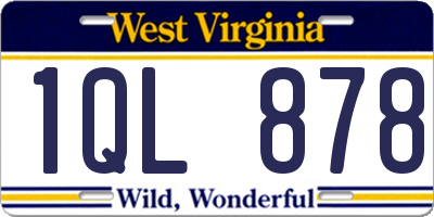 WV license plate 1QL878