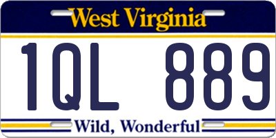 WV license plate 1QL889