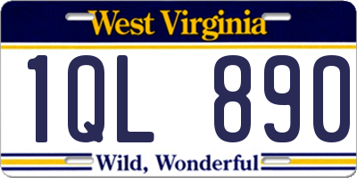 WV license plate 1QL890