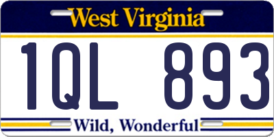 WV license plate 1QL893