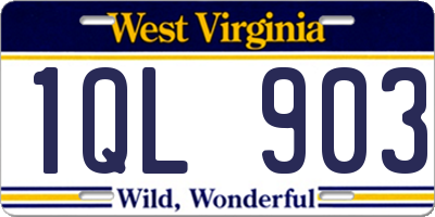 WV license plate 1QL903