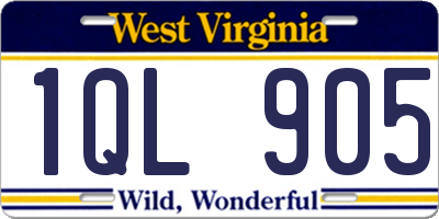 WV license plate 1QL905