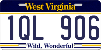WV license plate 1QL906