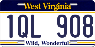 WV license plate 1QL908