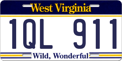 WV license plate 1QL911