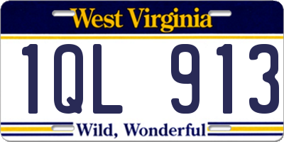 WV license plate 1QL913