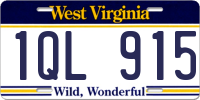 WV license plate 1QL915