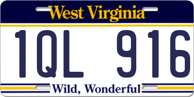 WV license plate 1QL916