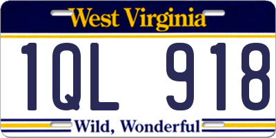 WV license plate 1QL918