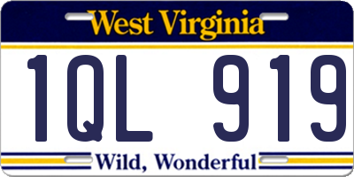 WV license plate 1QL919