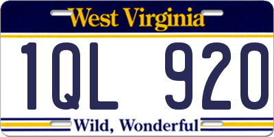 WV license plate 1QL920
