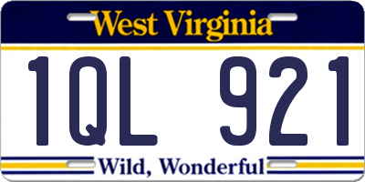 WV license plate 1QL921