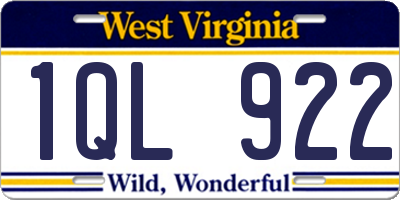 WV license plate 1QL922