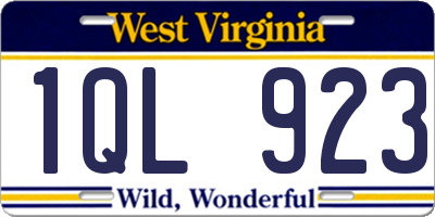WV license plate 1QL923