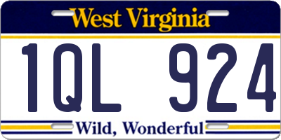 WV license plate 1QL924