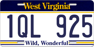 WV license plate 1QL925