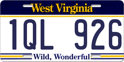 WV license plate 1QL926