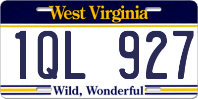 WV license plate 1QL927