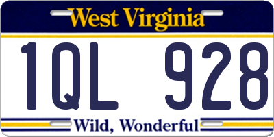 WV license plate 1QL928