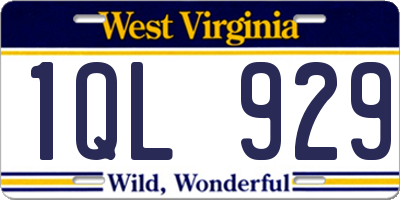 WV license plate 1QL929