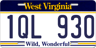 WV license plate 1QL930