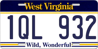 WV license plate 1QL932