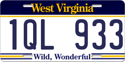 WV license plate 1QL933