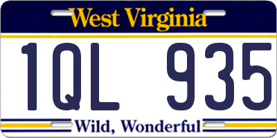WV license plate 1QL935