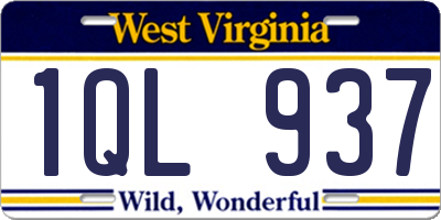 WV license plate 1QL937