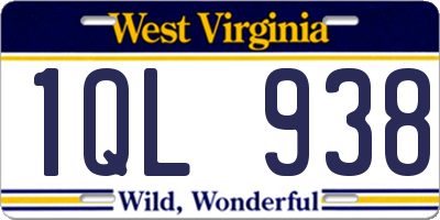 WV license plate 1QL938