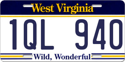 WV license plate 1QL940