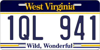 WV license plate 1QL941