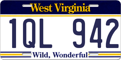 WV license plate 1QL942