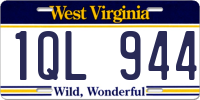 WV license plate 1QL944
