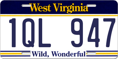 WV license plate 1QL947
