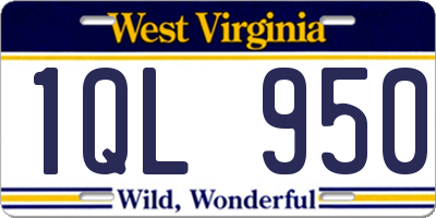 WV license plate 1QL950