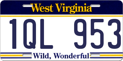 WV license plate 1QL953