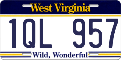 WV license plate 1QL957