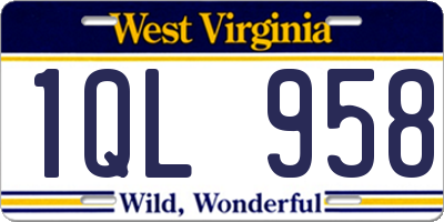 WV license plate 1QL958