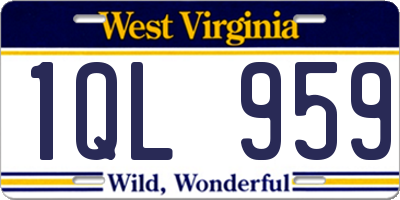 WV license plate 1QL959