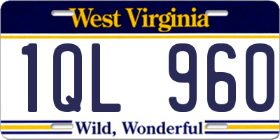 WV license plate 1QL960