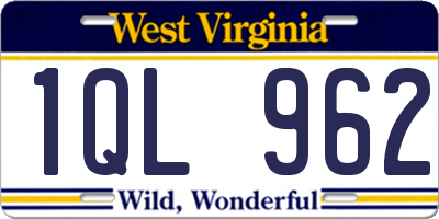 WV license plate 1QL962