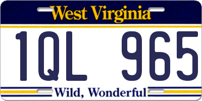 WV license plate 1QL965