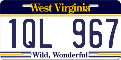 WV license plate 1QL967