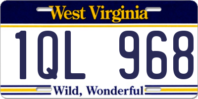 WV license plate 1QL968