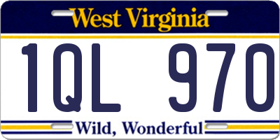 WV license plate 1QL970