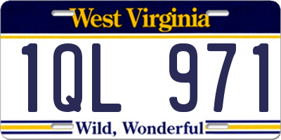 WV license plate 1QL971